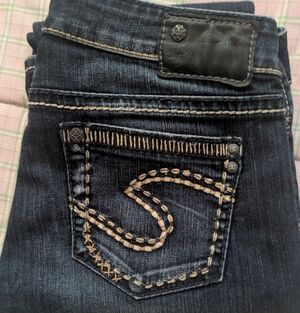 Women's Silver Dark Blue Denim Bootcut Size 29X33